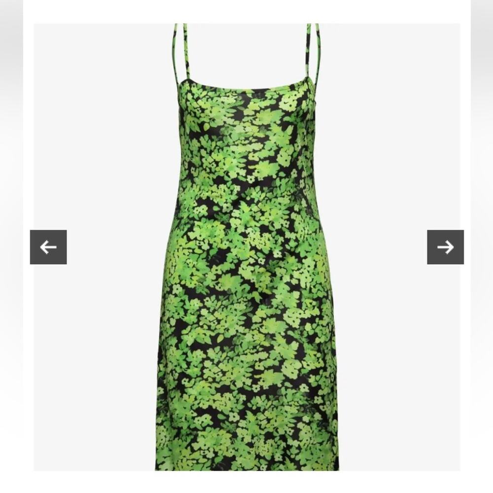 Stine Goya Lydia Slip Dress in Pointilism Green Floral Size Small NWT